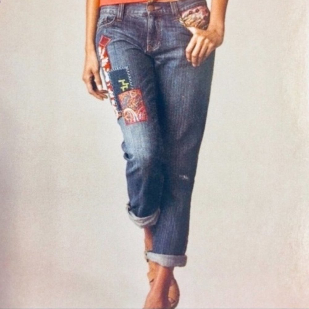 CAbi Patchwork Boyfriend Cropped Jeans